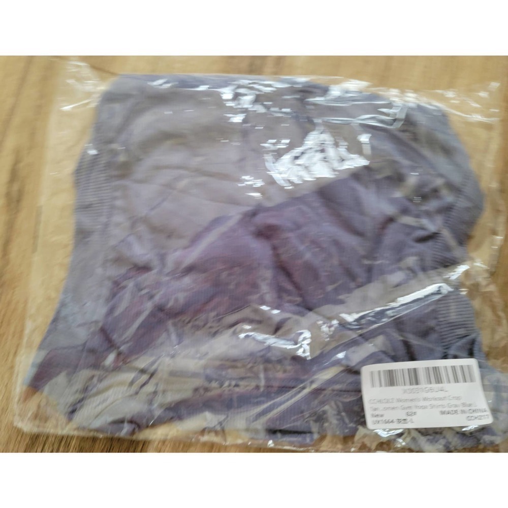 Workout Crop Top Sleeveless Muscle Sport Top Gray Blue Large - Picture 4 of 6